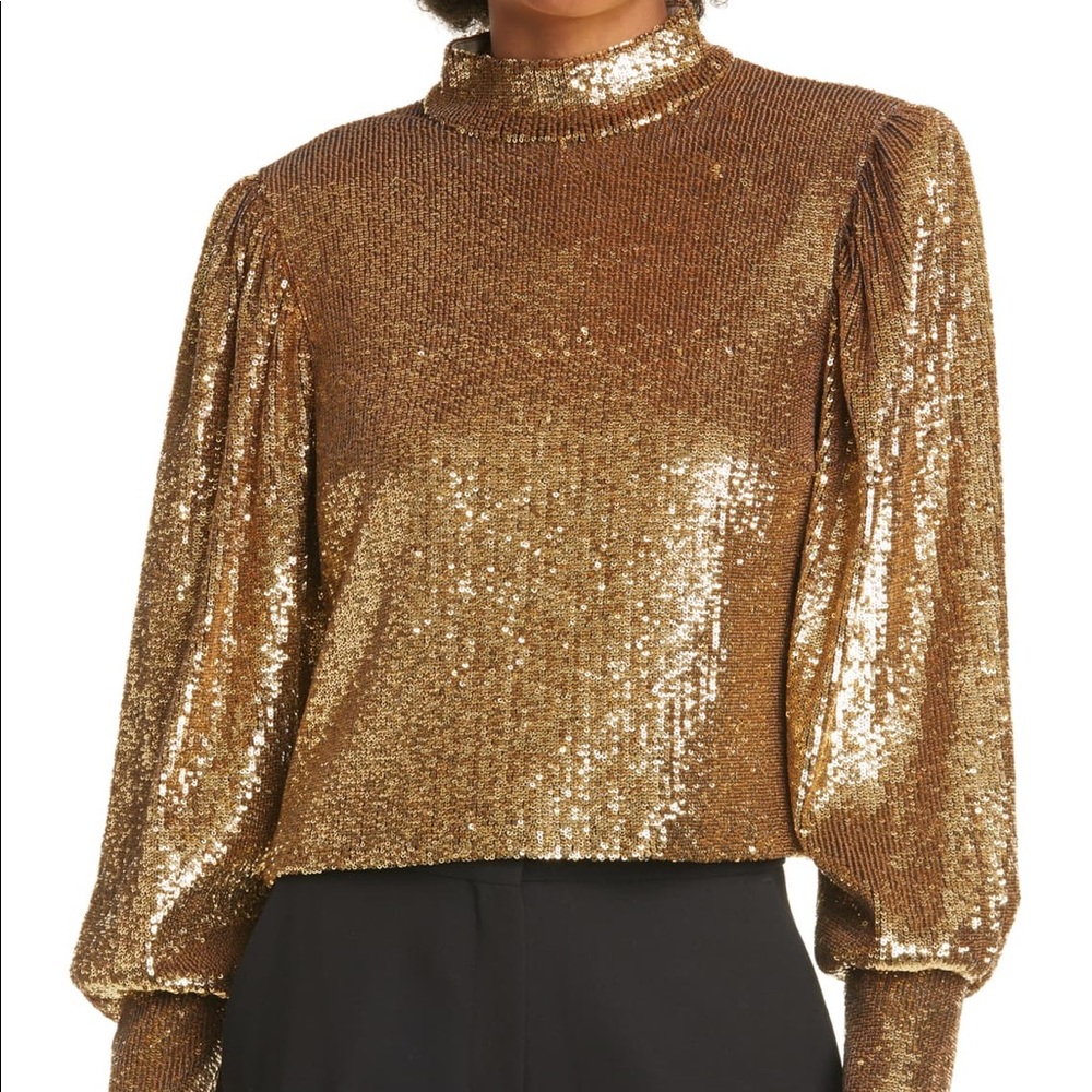 A.L.C. Margaret Sequin Mock Neck Top, SIZE 4